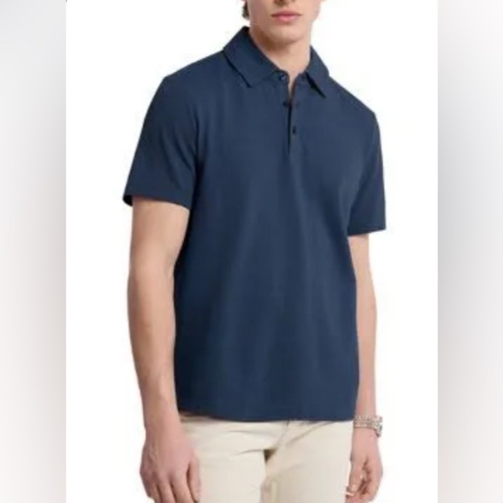 NWT Michael Kors Midnight  Blue Textured Polo Shirt Size S‎
